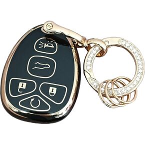 for GMC Key Fob Cover Keyless Remote Smart Key Fob Shell with Keychain Fit for Chevrolet Suburban Tahoe Traverse Buick Enclave Cadillac Escalade GMC Acadia Yukon (5 Buttons-Black)