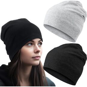 2 Pcs EMF Protection Hat EMF Hat EMF Blocking Hat Slouch Beanie for Women Men, 5G, 4G, Rf Shielding Hat, Wi-Fi Protection Skull Beanies Cap, Black, Gray