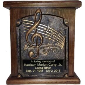Music Lovers Cremation Urn, Wood Funeral Urns, with Engraving