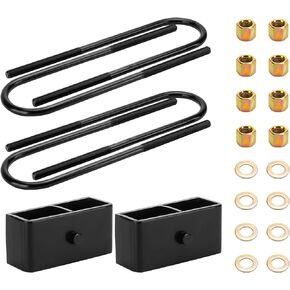 2'' Rear Lift Block Leveling Lift Kits Fit for Ford F250 Super Duty 1999-2022, F350 Super Duty 1999-2022, Excursion 2WD 4WD 2000-2005 with Extra Long Square Leaf Spring U Bolts