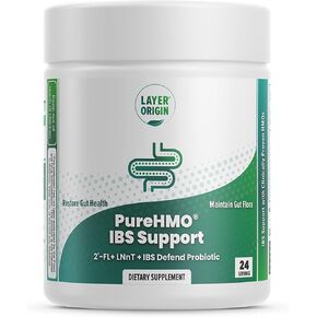 Layer Origin PureHMO IBS Support - Clinically Tested Super Prebiotic + Super Probiotic to Relieve IBS Symptoms - Reduce Inflammation, Strengthen Gut Barriers, and Restore Your Gut Functions