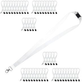 50 Pack Sublimation Lanyards Blank Bulk White Sublimation Lanyards with Detachable Buckles Neck Lanyards Heat Transfer Lanyard for ID Badge Holder Keychain as Christmas Gifts