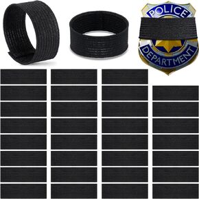 100 Pieces Black Police Mourning Band Stripe Elastic Funeral Honor Guard Straps Mourning Bands for Badges Police Officer Badge Mourning Twill Band