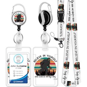 Plifal ID Badge Holder with Lanyard and Retractable Badge Reel Belt Clip, Funny Coffee Lover Key Keychain Lanyards Clip On Badge Extender Vertical ID Sleeve for Women Men