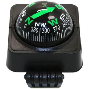 Adjustable Navigation Dashboard Car Compass, Multi-Functional Cycling Hiking Direction Guide Ball Shaped Compass for Outdoor Black FREE