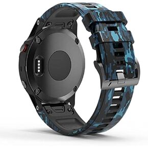 26mm Quick Easy Fit Camouflage Silicone Watch Band Compatible for Garmin Fenix 7x/Fenix 6x Pro/Fenix 6x/Fenix 5x Plus/Fenix 3/Fenix 3 HR, Sport Waterproof Replacement Wrist Strap for Enduro/Descent Mk1/D2 Delta PX/Tactix Delta
