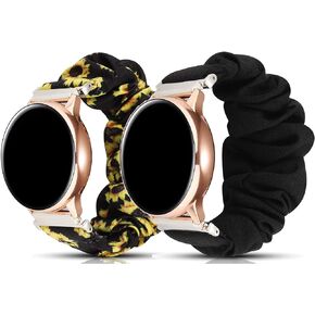 Fit for Garmin Venu Sq Bands Women, 20mm Feminine Elastic Scrunchy Replacement Watch Band Straps Bracelet Wristband Fit for Garmin Forerunner 245 Music, Galaxy Watch Active 2