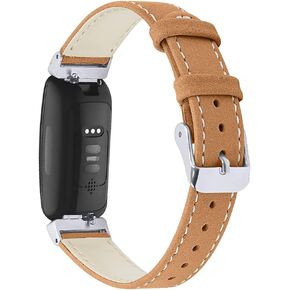 Compatible with Fitbit Inspire/Fitbit Inspire HR Band Leather for Women Men, Soft Slim Breathable Sport Wristband Bracelet Replacement Band for Fitbit Inspire/Inspire HR/Ace 2 Fitness Tracker