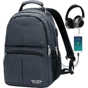 BOLANG Backpack for Men Water Resistant Travel Backpack Women Laptop Backpacks Fits 16 inch Laptop (8459 Upgraded Black)