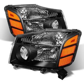 ACANII - For 2004-2015 Nissan Titan 04-07 Armada Black Headlights Headlamps Driver + Passenger Side 04-15 set