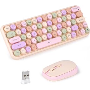 Bluetooth+2.4G Wireless Keyboard & Mouse Combo, Portable%60 Small Form Factor Typewriter Keyboard for Office PC Computer Laptop Desktop Windows (Green)