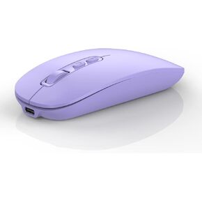 Bluetooth Wireless Mouse, Rechargeable Multi-Device(Tri-Mode: BT1/BT2+2.4G) Computer Mice with USB Receiver, Slim Silent Mouse for Laptop/MacBook/Chromebook/Surface Pro/iPad/PC(Black)