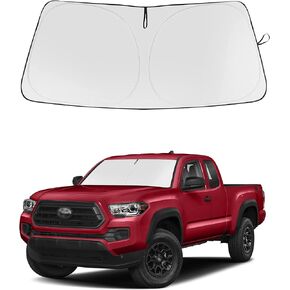 Tacoma Windshield Sunshade Custom Fit 2016 2017 2018 2019 2020 2021 2022 Toyota Tacoma Foldable Front Sun Shield Protector Blocks UV Rays, Keeps Your Car Cool - Fits 2 Door and 4 Door Pickups