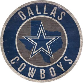 Fan Creations Dallas Cowboys Wood Sign 12 Inch Round State Design
