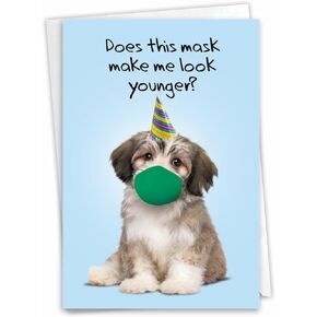 NobleWorks - 1 Adorable Birthday Card Funny - Pet Dog Animal Humor, Bday Notecard with Envelope - Dog on Trike C3204BDG