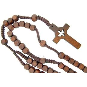 Wooden Rosary Beads Catholic Confirmation Spirit Dove Cross, 18 Inch