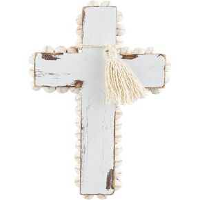 Mud Pie Wood Bead Cross, Large, 10" x 6.75"