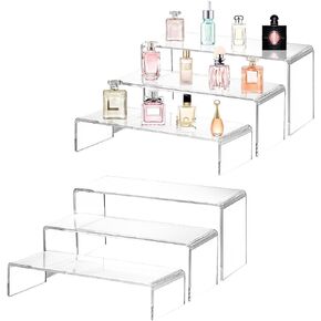 6pcs Acrylic Display Stand, 3 Tier Transparent Dessert Table Display Set, Clear Cupcake Stand, Acrylic Shelves for Figures, Perfume Holder, Acrylic Display for Decoration and Organizer(Small) in Kuwait