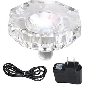 Crystal Led Light Base for 3D Display Lighted Up, 4 LED Bead 7 Colors Led Crystal Light Base Multi-Color Automatic Flashing Show Stand for 3D Glass Art Craft Shows (Round)