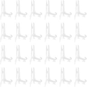 24 Pcs 4 Inch Black Plastic Easels Plate, Picture Frame Stand Holder Acrylic Display Easels, Baseball Card Display Stand