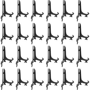 24 قطعة 4 بوصة لوحة حامل بلاستيكية سوداء، حامل إطار الصورة حامل حامل عرض أكريليك، حامل عرض بطاقة البيسبول in Kuwait