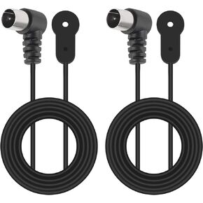 2pcs FM Antenna for Stereo Receiver Indoor, FM Radio Antenna 75 Ohm UNBAL F Type Male Coaxial Cable Wire Antenna for Most Table Top Home Stereo Receiver Radio Receiver Antenna