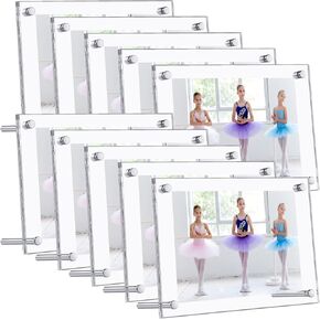 10 قطع إطارات صور أكريليك شفافة إطار صورة أكريليك عرض سطح المكتب إطار أكريليك مزدوج الجوانب إطارات عائمة قائمة بذاتها لغرفة النوم وغرفة المعيشة والمكتب المنزلي 6 × 4 بوصة in Kuwait