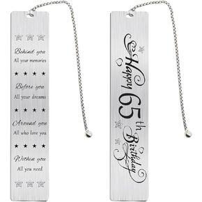 Jzxwan Happy 65th Birthday Gifts for Women Men, 65 Year Old Birthday Bookmark Gift for Him Her, Happy 65 Yr Bday Book Mark for Female Male, 1960 Bd Present, 65th Bday Card Decoration