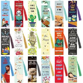 36 Sets Funny Bookmarks with Tassel Fun Bookmarks for Adults Can't Touch This Book Marks for Reading Bookworm Bookish Nerd Gifts for Female Friends Women Book Lovers Reading Present