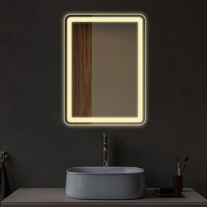 LED Bathroom Mirror Rectangle 24x32 Luxury Warm Light Vanity Premium Dimmable Touch Button Modern Decorative Shatter-Proof Wall Mount