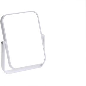 Desk Table Vanity Mirror Portable Dual Sided Cosmetic Makeup 2X Magnification Swivel 360 Rotation with Adjustable Stand, White