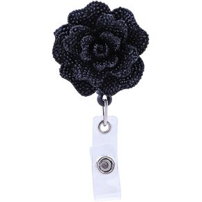 Soleebee 28'' Retractable Badge Reel, Bling Bling Rose Nurse ID Badge Holder Reel with Belt Clip - Pink