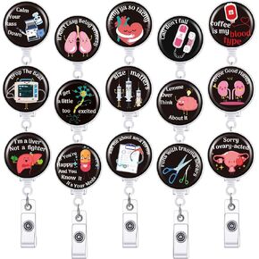 15 Pcs Nurse Badge Reels Holder Retractable Medical Badge Holder Nursing ID Clip Medical Badge Clip Cool Name Tag Holder for Nurse Doctor Teachers Students Women Men (Stylish)