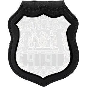TT TYTX NYPD Shield Badge Holder, Police Badge Holder, Patrol Officer Belt Clip Badge Holder with Universal Round Neck Stainless Steel Chain and Concealed Photo Pocket