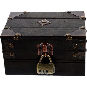 Kichvoe Vintage Wooden Trinket Box Treasure Jewelry Chest Box Jewelry Keepsake Box Wooden Storage Box with Lock for Gifts Jewelry Storage Home Decor