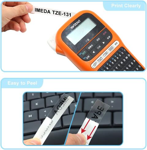 شريط بديل Tz Tze لشريط صانع الملصقات الشفاف Brother P-Touch مقاس 12 مم 0.47 أسود على شفاف TZe-131 TZ-131، متوافق مع صانع الملصقات P-Touch PT-D220 PT-D210 PT-H110 PT-D400 (4 عبوات) in Kuwait