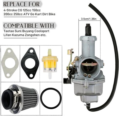 PZ27 Carburetor for CG 4-Stroke 150cc 200cc 250cc ATV Dirt Bike Go Kart Vertical Engine Compatible with Honda Taotao Sunl Buyang Coolsport Lifan Kazuma with 38mm Air Filter in Saudi Arabia