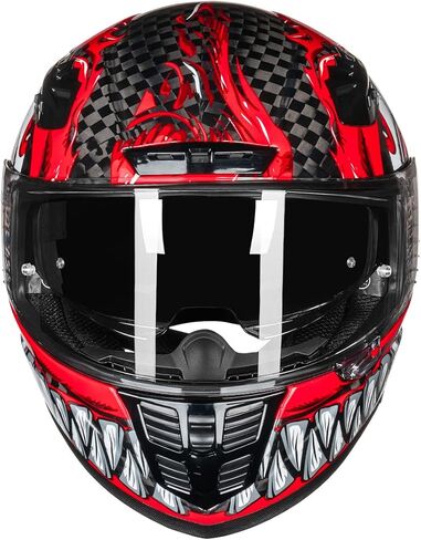 VCOROS FA-602 Carbon Fiber Full Face Motorcycle Helmet Unisex-Adult Dual Visor Helmets (Monstrous Red, XL) in Saudi Arabia