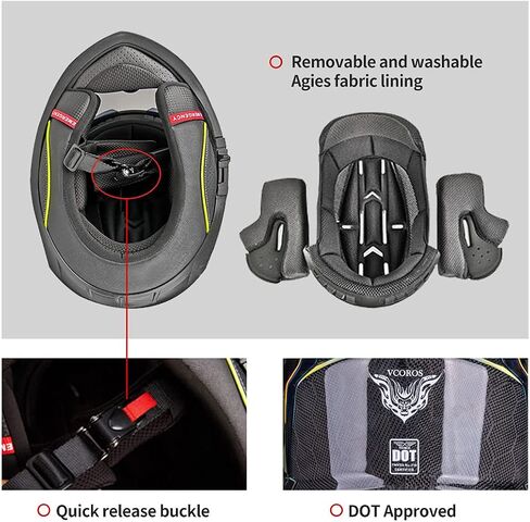 VCOROS FA-602 Carbon Fiber Full Face Motorcycle Helmet Unisex-Adult Dual Visor Helmets (Monstrous Red, XL) in Saudi Arabia
