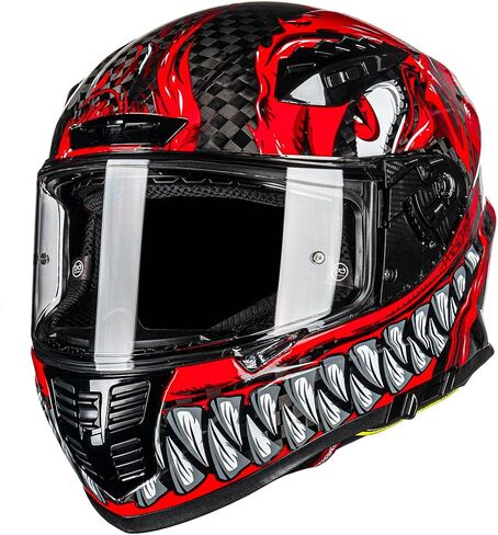 VCOROS FA-602 Carbon Fiber Full Face Motorcycle Helmet Unisex-Adult Dual Visor Helmets (Monstrous Red, XL) in Saudi Arabia