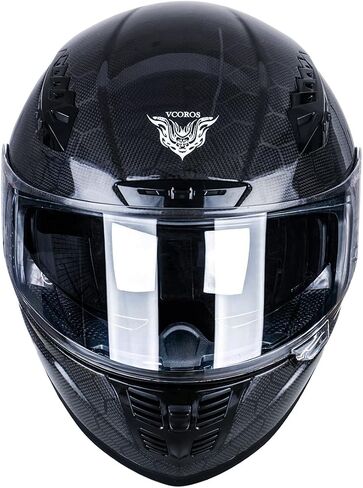 VCOROS FA-602 Carbon Fiber Full Face Motorcycle Helmet Unisex-Adult Dual Visor Helmets (Monstrous Red, XL) in Saudi Arabia