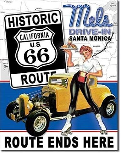 Mels Diner Drive in Route 66 Vintage Look Hot Rod Retro Wall Decor Metal Tin Sign 8x12 Inches in Kuwait