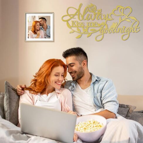 علامة كلمة ديكور المنزل المعدنية، قبلني دائمًا قبل النوم باللون الأسود، فراشات فنية على شكل قلب الحب، منحوتات جدارية معلقة، اقتباسات حروف حديدية لتزيين المنزل وغرفة النوم وغرفة المعيشة والمطبخ (أ) in Kuwait