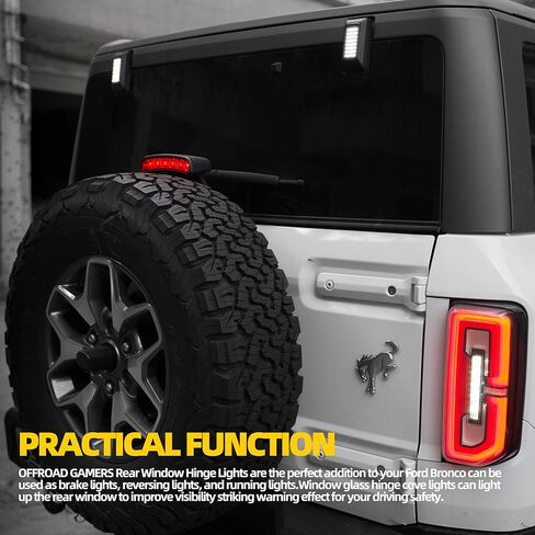 Bronco Rear Window Hinge Lights Plug and Play High Mount Stop Reversing Lights Compatible With Ford Bronco 2021+ Bronco LED Brake Running Reversing light in Kuwait