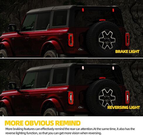 Bronco Rear Window Hinge Lights Plug and Play High Mount Stop Reversing Lights Compatible With Ford Bronco 2021+ Bronco LED Brake Running Reversing light in Kuwait