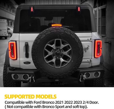 Bronco Rear Window Hinge Lights Plug and Play High Mount Stop Reversing Lights Compatible With Ford Bronco 2021+ Bronco LED Brake Running Reversing light in Kuwait