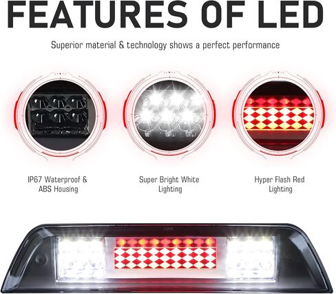 استبدال ضوء الفرامل الثالث LED عالي التركيب لـ 2016-2021 Toyota Tacoma 81570-04050 81570-04051 (عدسة شفافة لغطاء الكروم) in Saudi Arabia
