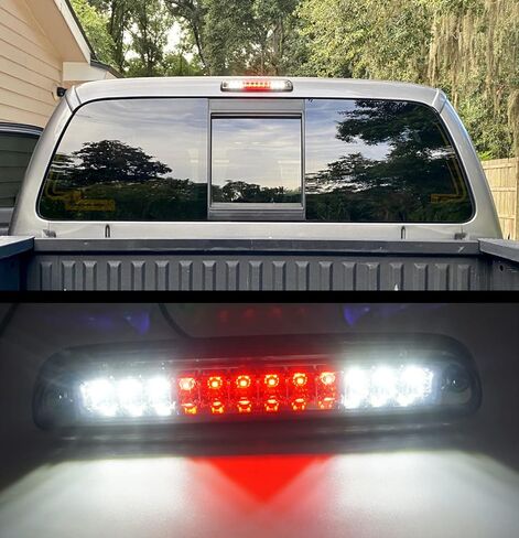 فرامل ثالثة عالية الإضاءة باللون الأحمر/الأبيض مع 12 عدسة دخان LED غطاء كروم متوافق مع Ford F250 F350 F450 F550 1999-2016 Super Duty 1993-2011 Ford Ranger in Kuwait