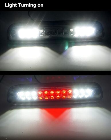 فرامل ثالثة عالية الإضاءة باللون الأحمر/الأبيض مع 12 عدسة دخان LED غطاء كروم متوافق مع Ford F250 F350 F450 F550 1999-2016 Super Duty 1993-2011 Ford Ranger in Kuwait