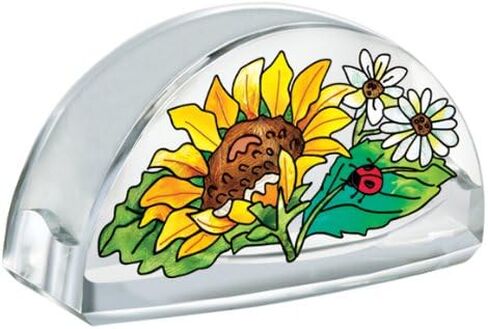 Amia Hand Painted Acrylic Business Card Holder Featuring a Sunflower Design, 4-Inch in Kuwait